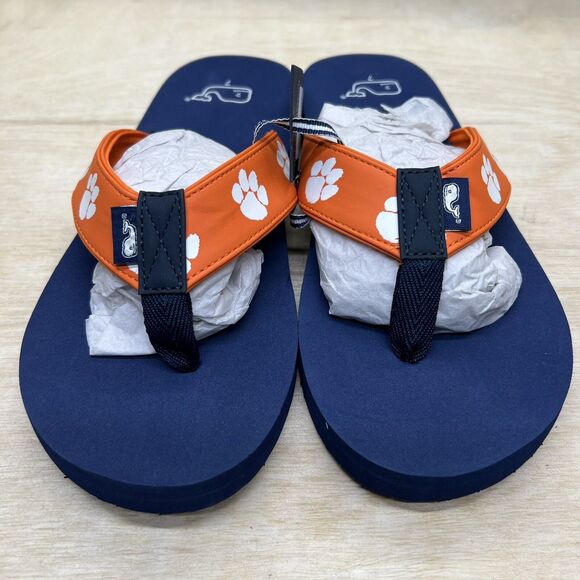 NEW sz 7 Mens Vineyard Vines Orange Clemson Tigers Flip Flops - Picture 4 of 8